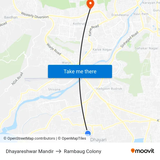 Dhayareshwar Mandir to Rambaug Colony map
