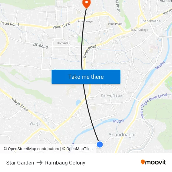 Star Garden to Rambaug Colony map