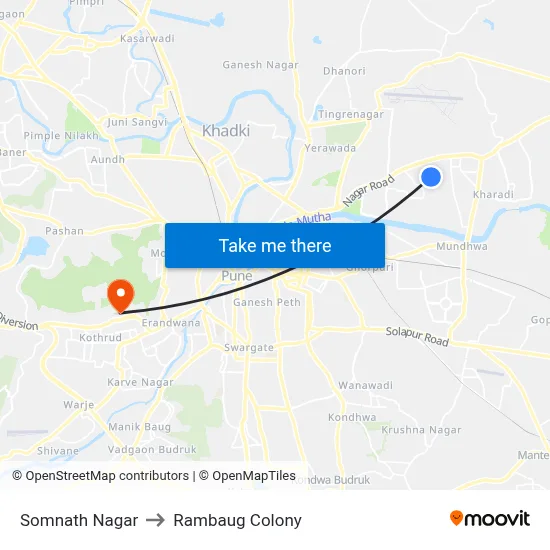 Somnath Nagar to Rambaug Colony map
