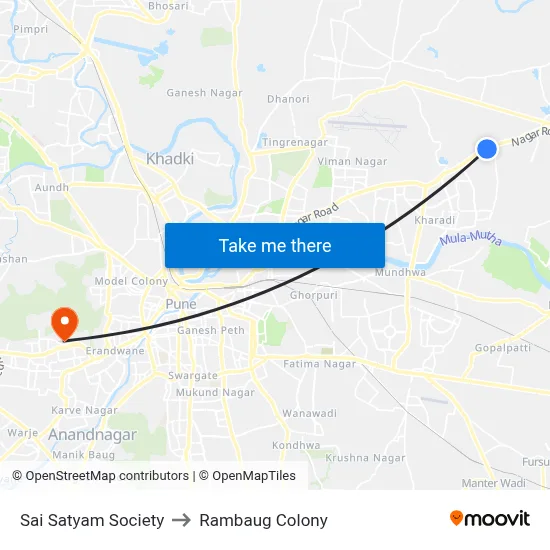 Sai Satyam Society to Rambaug Colony map
