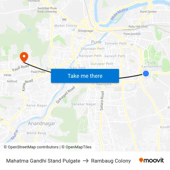 Mahatma Gandhi Stand Pulgate to Rambaug Colony map