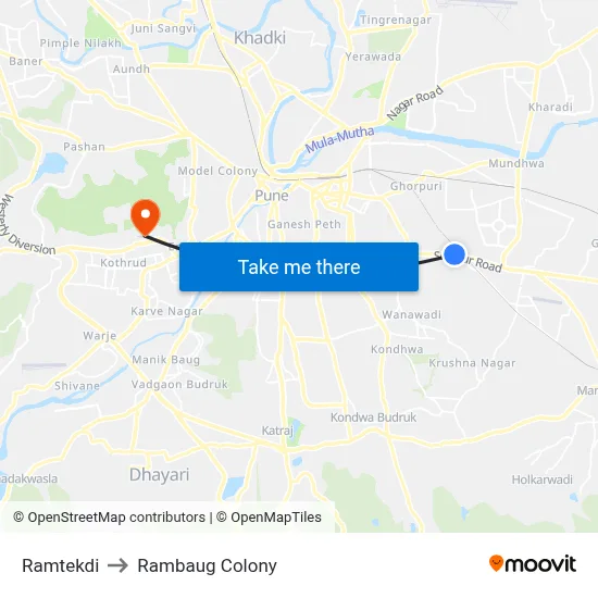 Ramtekdi to Rambaug Colony map