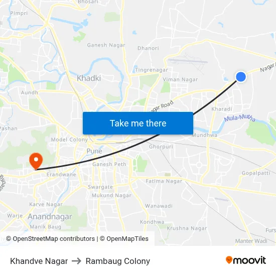 Khandve Nagar to Rambaug Colony map