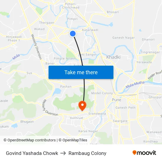 Govind Yashada Chowk to Rambaug Colony map