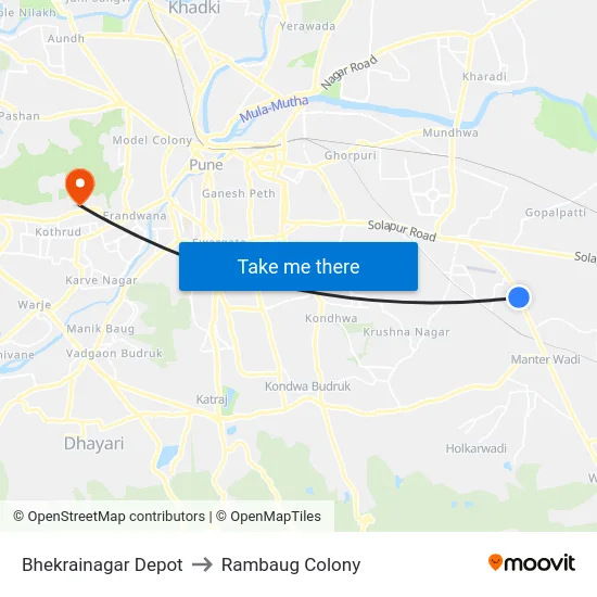 Bhekrainagar Depot to Rambaug Colony map