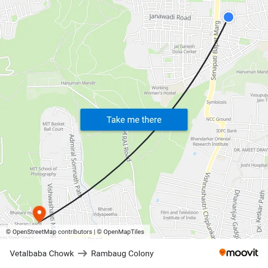 Vetalbaba Chowk to Rambaug Colony map