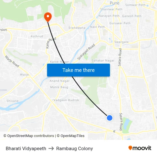 Bharati Vidyapeeth to Rambaug Colony map