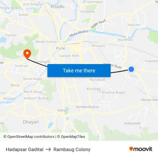 Hadapsar Gadital to Rambaug Colony map