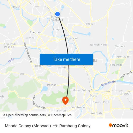 Mhada Colony (Morwadi) to Rambaug Colony map