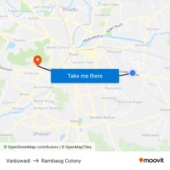 Vaiduwadi to Rambaug Colony map