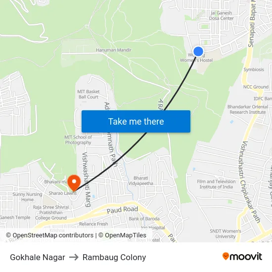 Gokhale Nagar to Rambaug Colony map