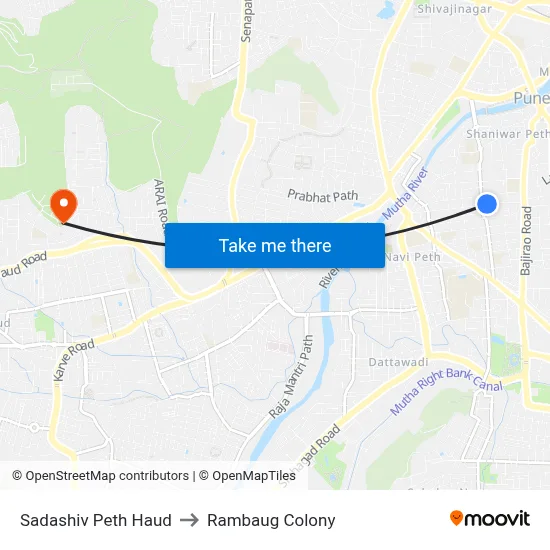 Sadashiv Peth Haud to Rambaug Colony map