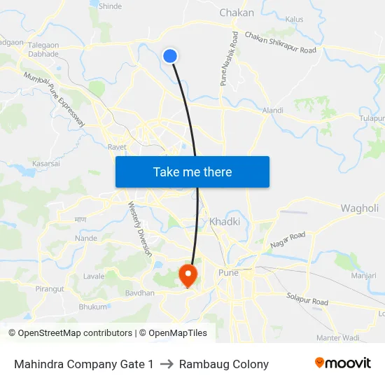 Mahindra Company Gate 1 to Rambaug Colony map