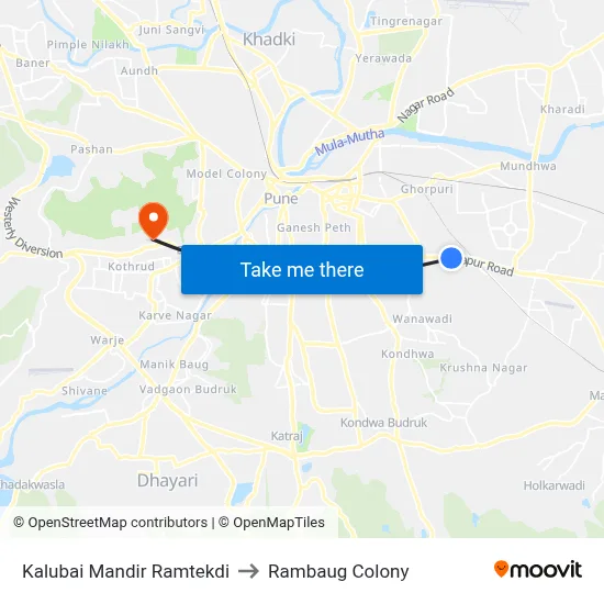 Kalubai Mandir Ramtekdi to Rambaug Colony map