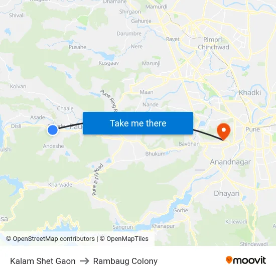 Kalam Shet Gaon to Rambaug Colony map