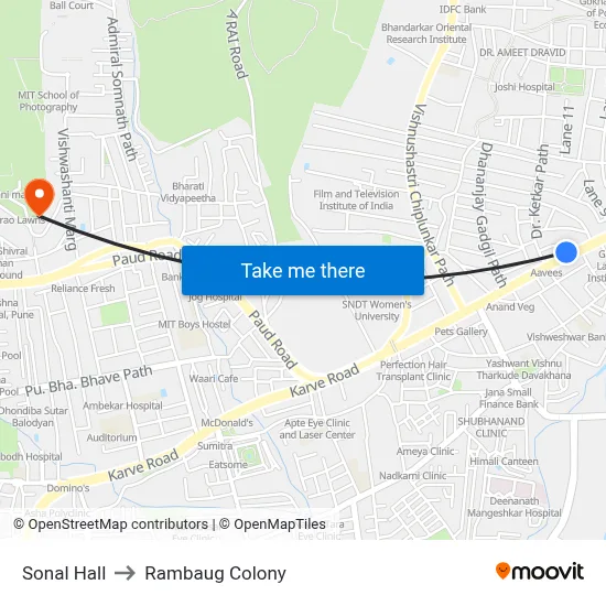 Sonal Hall to Rambaug Colony map