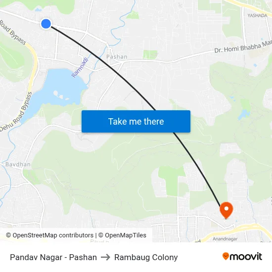Pandav Nagar - Pashan to Rambaug Colony map