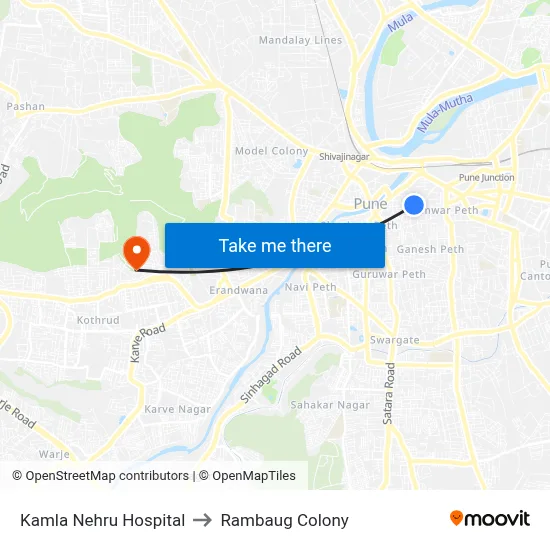 Kamla Nehru Hospital to Rambaug Colony map