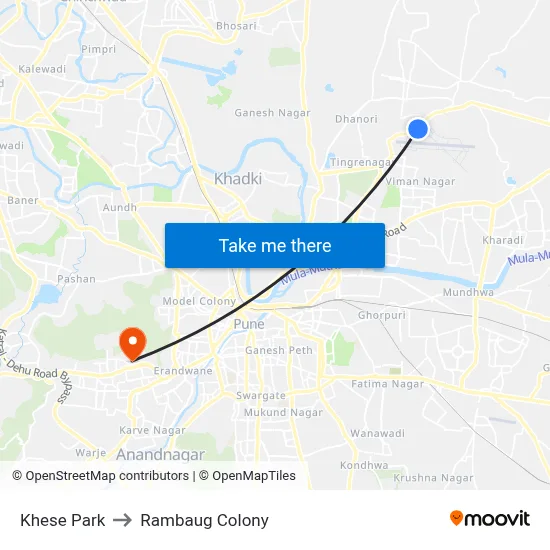 Khese Park to Rambaug Colony map
