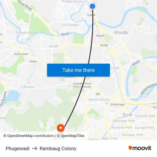 Phugewadi to Rambaug Colony map
