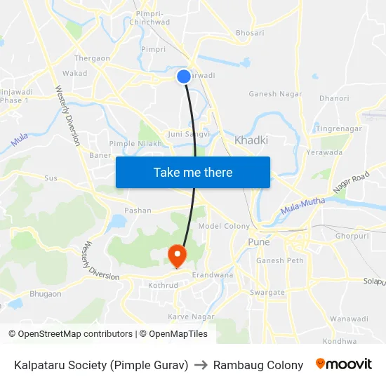 Kalpataru Society (Pimple Gurav) to Rambaug Colony map