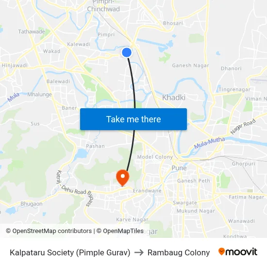 Kalpataru Society (Pimple Gurav) to Rambaug Colony map