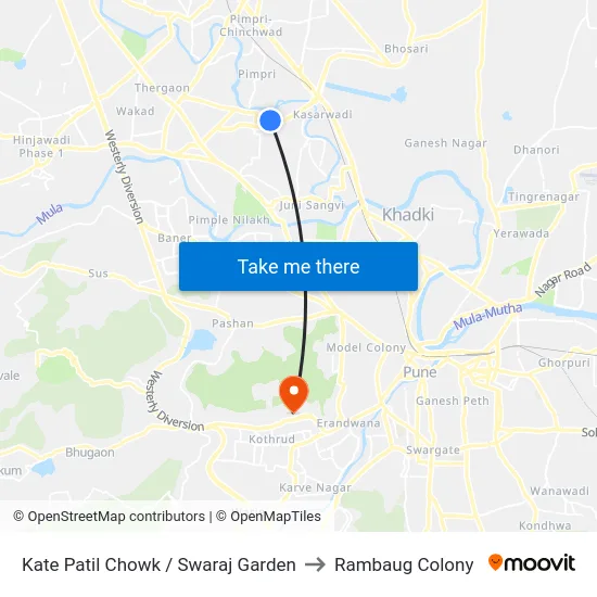 Kate Patil Chowk / Swaraj Garden to Rambaug Colony map