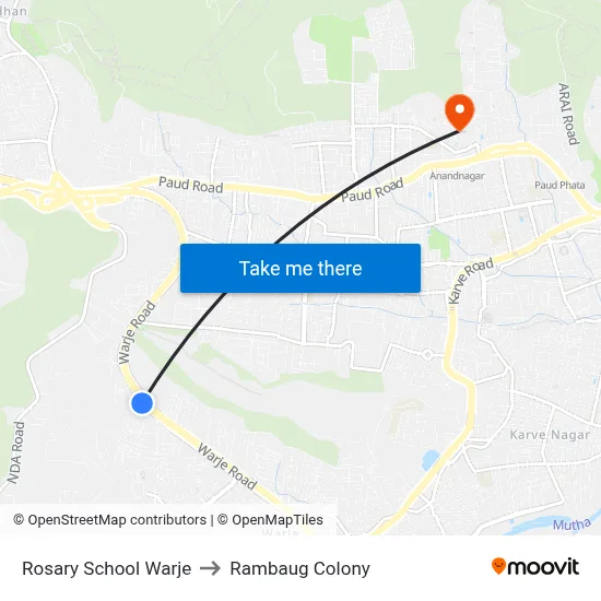 Rosary School Warje to Rambaug Colony map
