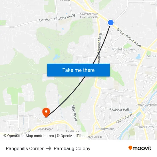 Rangehills Corner to Rambaug Colony map