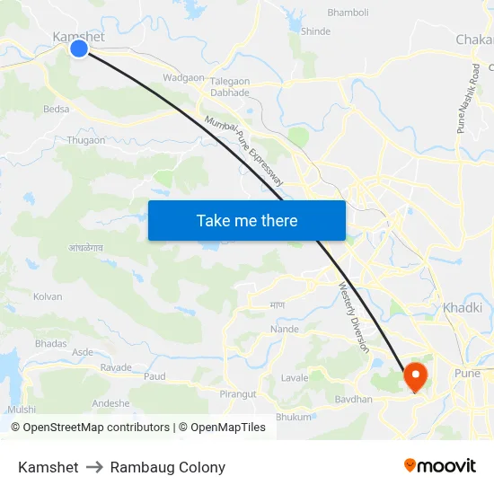Kamshet to Rambaug Colony map