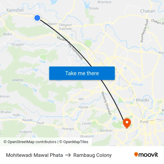 Mohitewadi Mawal Phata to Rambaug Colony map