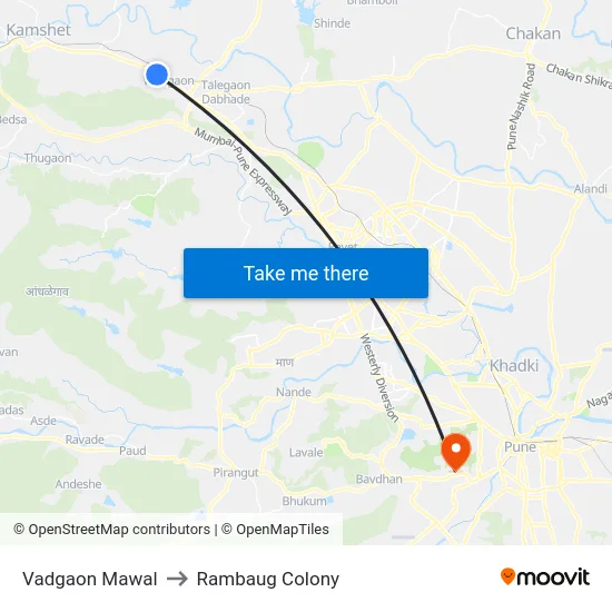 Vadgaon Mawal to Rambaug Colony map