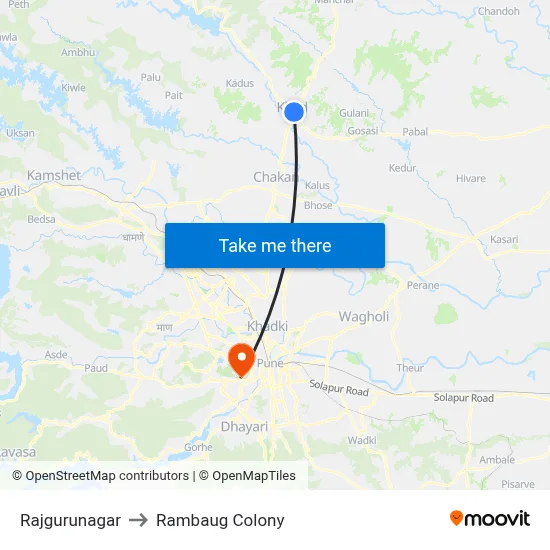 Rajgurunagar to Rambaug Colony map