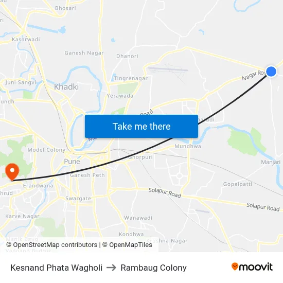 Kesnand Phata Wagholi to Rambaug Colony map