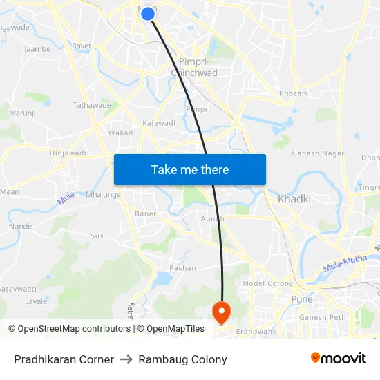 Pradhikaran Corner to Rambaug Colony map