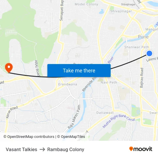 Vasant Talkies to Rambaug Colony map