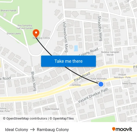 Ideal Colony to Rambaug Colony map