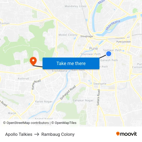 Apollo Talkies to Rambaug Colony map