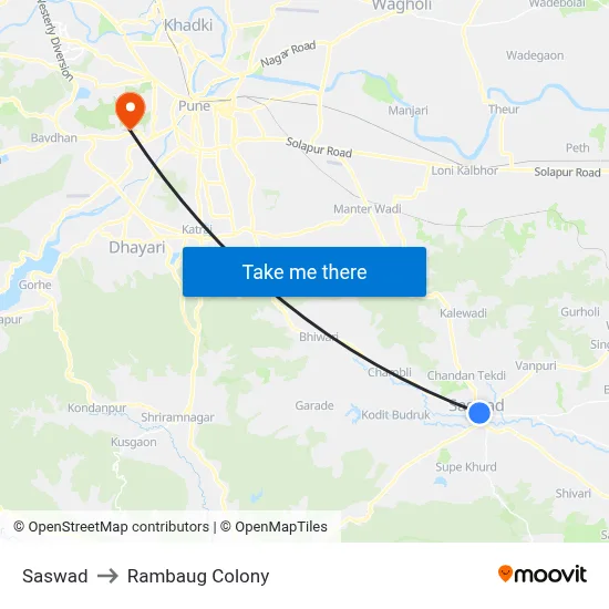Saswad to Rambaug Colony map