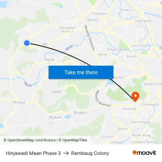 Hinjawadi Maan Phase 3 to Rambaug Colony map