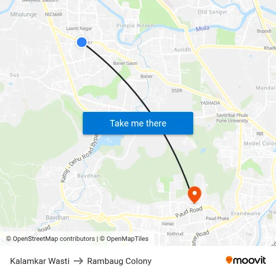 Kalamkar Wasti to Rambaug Colony map