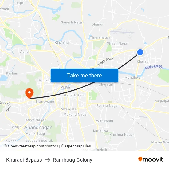 Kharadi Bypass to Rambaug Colony map