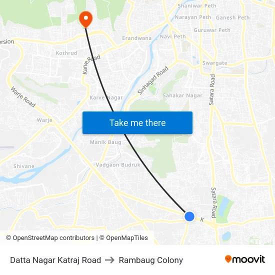 Datta Nagar Katraj Road to Rambaug Colony map