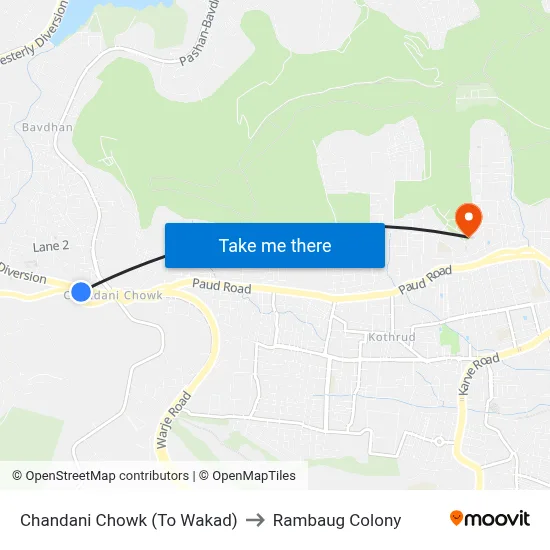 Chandani Chowk (To Wakad) to Rambaug Colony map
