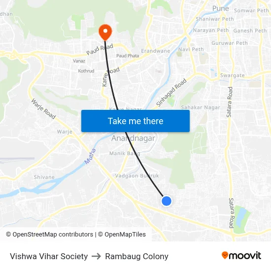 Vishwa Vihar Society to Rambaug Colony map