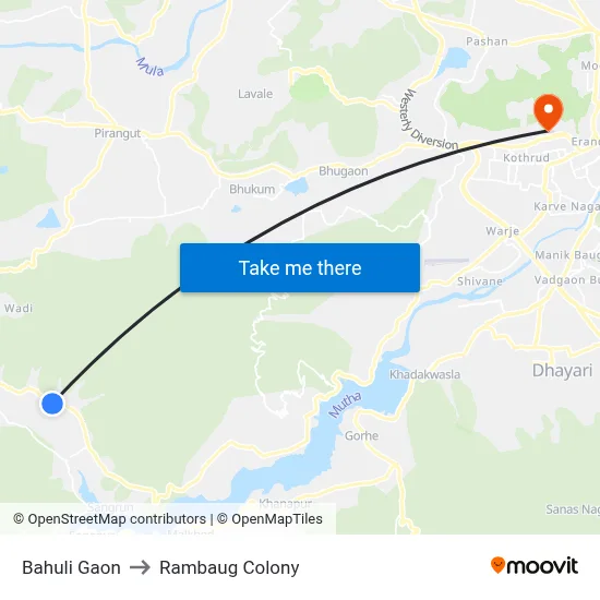 Bahuli Gaon to Rambaug Colony map