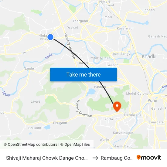 Shivaji Maharaj Chowk Dange Chowk Road to Rambaug Colony map