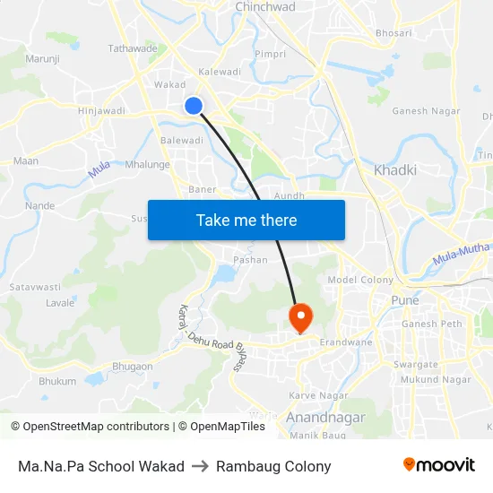 Ma.Na.Pa School Wakad to Rambaug Colony map
