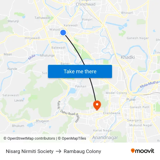 Nisarg Nirmiti Society to Rambaug Colony map