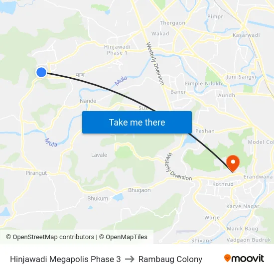 Hinjawadi Megapolis Phase 3 to Rambaug Colony map
